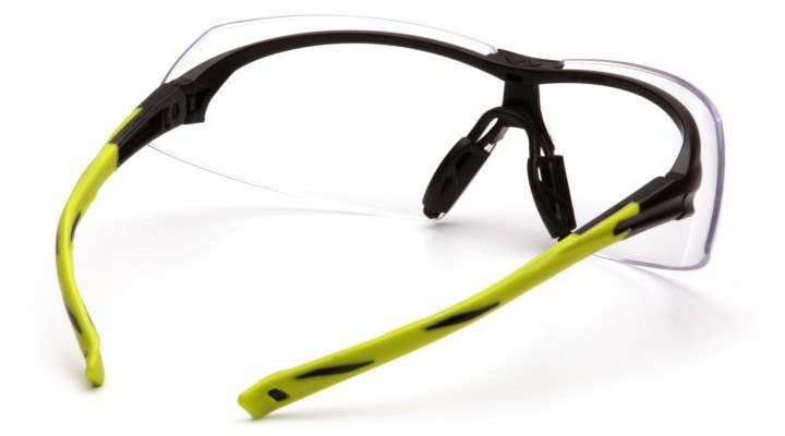 Pyramex SGR4910ST Onix Clear H2X Anti-Fog Lens Safety Glasses w/Black/Hi-Vis Green Frame