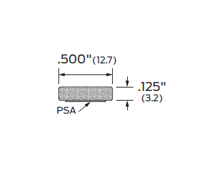 ZERO 8770N Self-Adhesive Weatherstripping, Neoprene/PSA, .500" x 1/8"