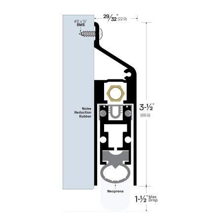 Legacy Manufacturing 7593 Extended-Drop Automatic Door Bottom (29/32" by 3-1/2")