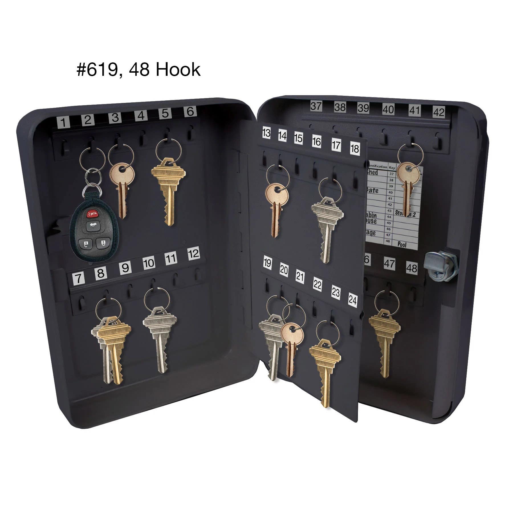 Lucky Line 610 Series Locking Metal Key Cabinet, Key Capacity 20-48