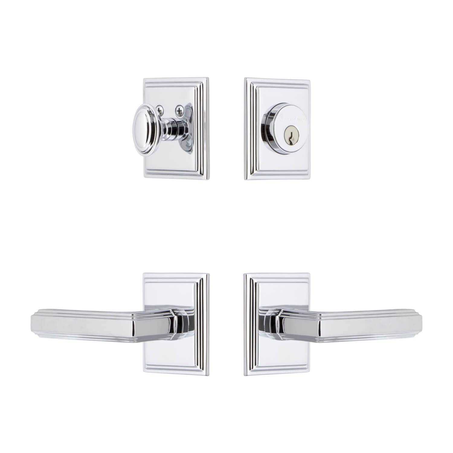 Grandeur Carre Square Rosette Entry Set w/ Carre Lever, Keyed Alike