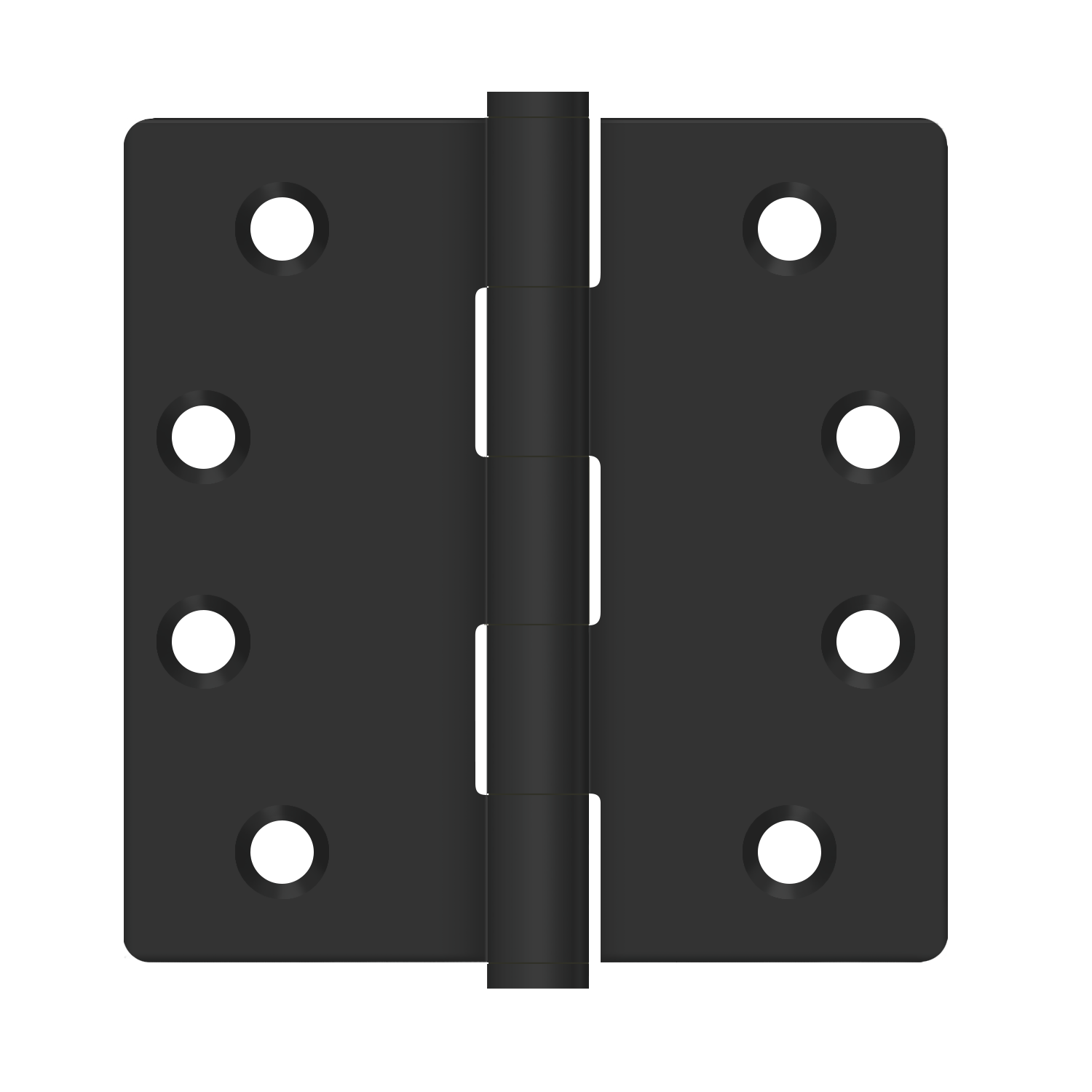 Deltana SS44R41B 4" X 4" X 1/4" Radius Hinge, Finish-Paint Black, Pair