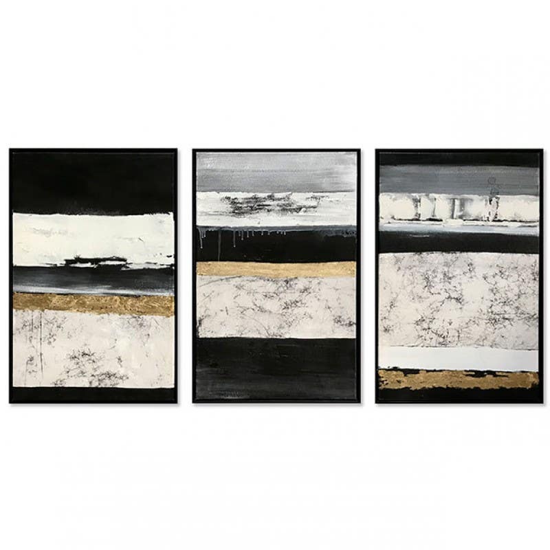 Bain Signature Balla Canvas Print with Gold Foil & Black Frame - Set of 3