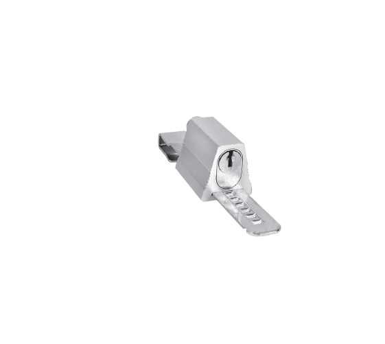 CompX C8140 National, Pin Tumbler Sliding Glass Door Lock, Ratchet Style, 1/4" Glass Thickness or Thinner, Dull Chrome