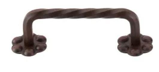 Top Knob M650 Normandy Thin Twist D-Pull w/Backplate, 3-15/16" Center to Center Length, Patina Black