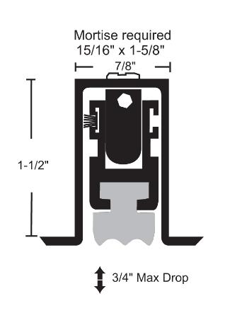 NGP 423N Neoprene Heavy Duty Mortise Automatic Door Bottom
