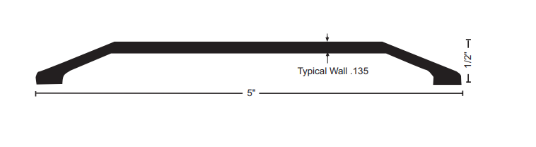 NGP 512 Aluminum Smooth Surface Saddle Threshold, 1/2" x 5"