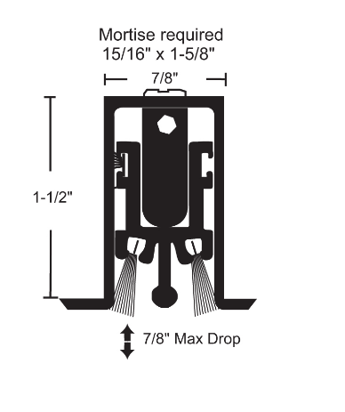NGP 683 Heavy-Duty Mortise Automatic Door Bottom w/ Nylon Brush Seal