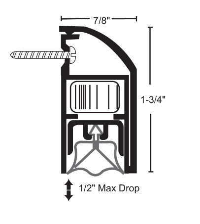 NGP 4441S Aluminum Single Actuated Automatic Door Bottom w/ Silicone Insert