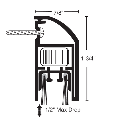 NGP 4441WH Nylon Brush Single Actuated, Surface Automatic Door Bottom