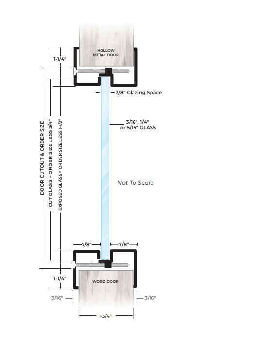 NGP L-GLF100-WG-DIA-G-118 Self-Attaching Lite Kit w/ 1/4" Regular Wired Glass & Glazing Tape