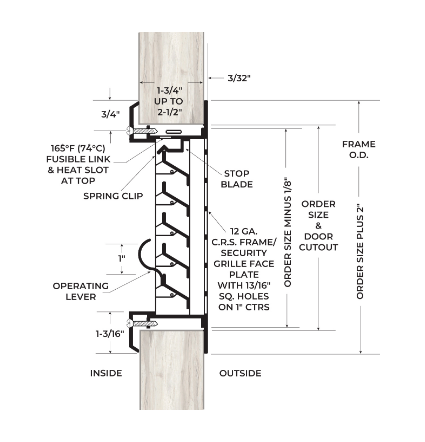 NGP FLDL-SG1-316SS Stainless Steel Fire-Rated Fusible Link Louver