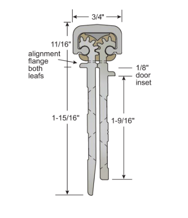 NGP HD1800 Concealed Continuous Geared Hinge 1/8" Door Inset, for 1-3/4" Doors