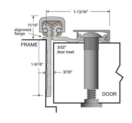 NGP HD5300 Half Surface Continuous Geared Hinge 3/32" Door Inset for 1-3/4" to 2-1/4" Doors