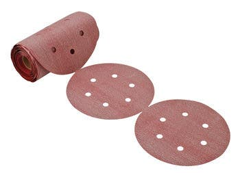 Hafele 005.32. Abrasive Disc, 6" Aluminum Oxide, Hook-N-Loop, 6 Holes