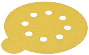 Hafele 005.33. Abrasive Paper Disc, 5" Aluminum Oxide, PSA, 8 Holes
