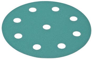 Hafele 005.33. Abrasive FilmBac Disc, 5" Premium, Aluminum Oxide, Hook-N-Loop, 9 Holes