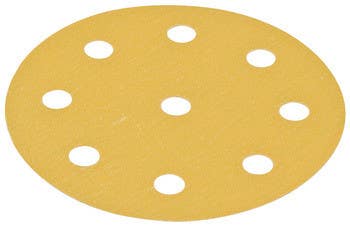 Hafele 005.33. Abrasive Paper Discs, 6", Aluminum Oxide, Hook-N-Loop, 9 Holes, 100/Pk