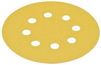 Hafele 005.33. Abrasive Paper Disc, 5" Aluminum Oxide, Hook-N-Loop, with 8 Holes