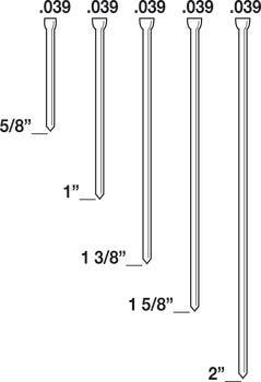 Hafele 006.50.0 Senco, Medium Head Pins, 21 Gauge, Galvanized, 5000/Box