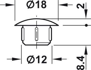Hafele 045.00. Cover Cap for Push Fitting - 18 mm Dia x 12 mm Length, Plastic
