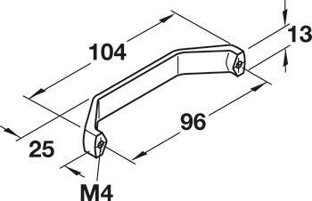 Hafele 102.59. Handle Zinc M4 CTC 96MM