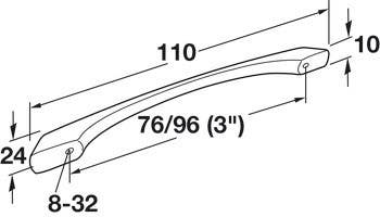 Hafele 103.78.026 Handle Greenwich Zinc 8-32, 128 mm, Stainless Steel