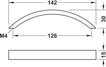 Hafele 104 Handle Zinc M4 CTC 128MM