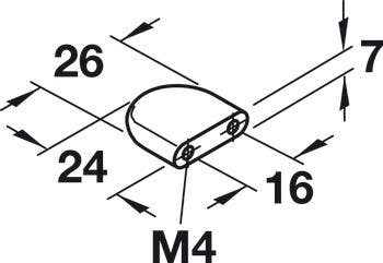 Hafele 105.20.608 Handle Zinc Matt Nickel 103ZN08 M4 CTC 16MM