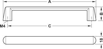 Hafele 106.69. Contemporary Collection H1330 Handles, M4, Zinc