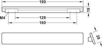 Hafele 106.70.00 Pull Text Zinc M4 CTC 128/160MM