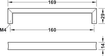 Hafele 106.70.0 Pull Bent Zinc M4 CTC 160MM