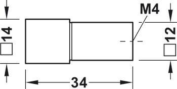 Hafele 106.70.0 Knob Cube Aluminum M4 14X14MM