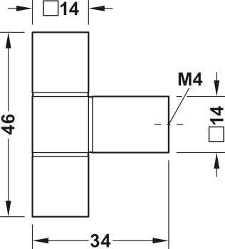 Hafele 106.70.0 T-Knob Cube Aluminum M4 46X14MM