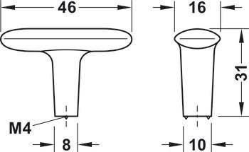 Handle 106.70. Knob Zinc M4 46X31MM