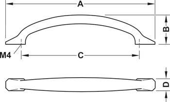 Hafele 106.70. Handle Zinc Matt Gold M4