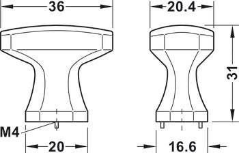 Hafele 106.70. Knob Zinc M4 36X31MM