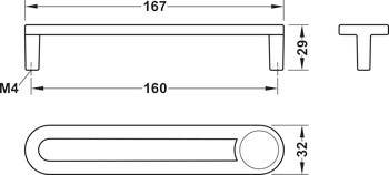 Hafele 106.70.175 Handle Zinc Matt Black/Marble M4 CTC 160MM