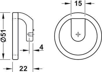 Hafele 106.70. Knob M4 51X22MM