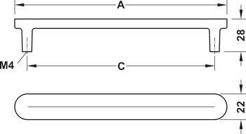 Hafele 106.70. Handle Aluminum Bronze M4