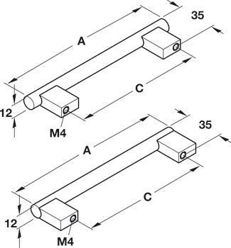 Hafele 106.74.922 Handle Aluminum Matt, 960 mm CTC