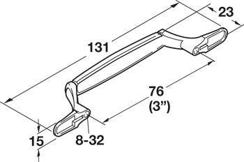 Hafele 107.13.112 Handle Zinc Antique England 128ZN57 8-32 CTC 3