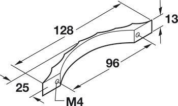 Hafele 107.21.602 Handle Zinc Matt Nickel 103ZN49 M4 CTC 96MM