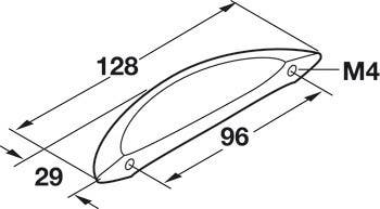 Hafele 107.40.902 Handle Zinc Matt Aluminum 106ZN26 M4 CTC 96MM