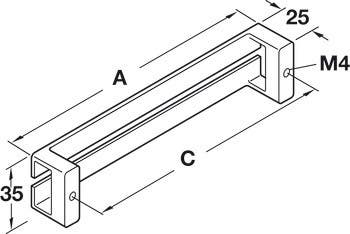 Hafele 107.96. Handle Zinc Polished Chrome 101ZN16 M4
