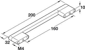 Hafele 108.94. Handle Contempo Aluminum Chroma M4