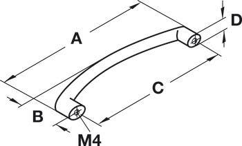 Hafele 109.60.625 Handle Zinc Antimicrob Matt Nickel M4 CTC 128MM