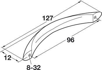 Hafele 109.72. Handle Zinc 8-32 CTC 96MM
