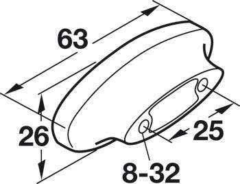Hafele 109.73.600 Handle Zinc Stainless Steel 100ZN49 8-32 CTC 25MM