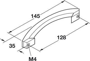Hafele 109.80. Handle Zinc Matt M4 CTC 128MM